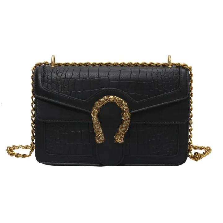 Women Sling Bag Luxury Crocodile Embossed Medium Size Large Capacity PU Casual Square Handbag Lady Bag for Daily Use