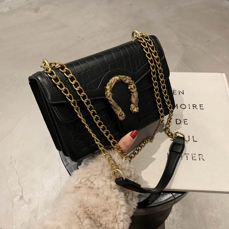 Women Sling Bag Luxury Crocodile Embossed Medium Size Large Capacity PU Casual Square Handbag Lady Bag for Daily Use