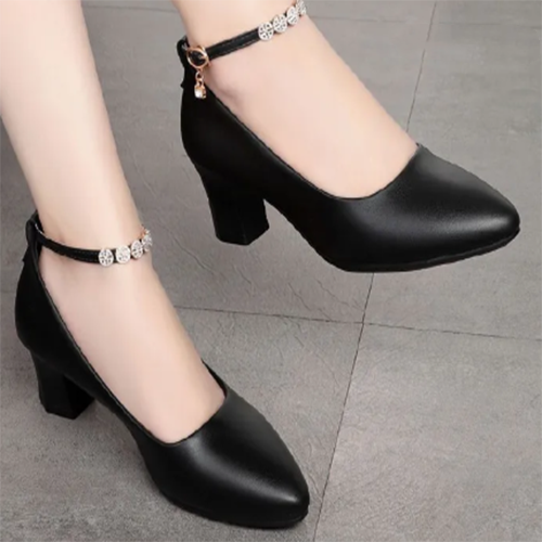 New Arrivals Women’s Mid Heel Shoes Soft PU Leather Ladies Shoes Size 38 - 41 Ladies Office African Fashion Female Girlfriend Gift Mom Wife Casual Girl’s High Heels Hot