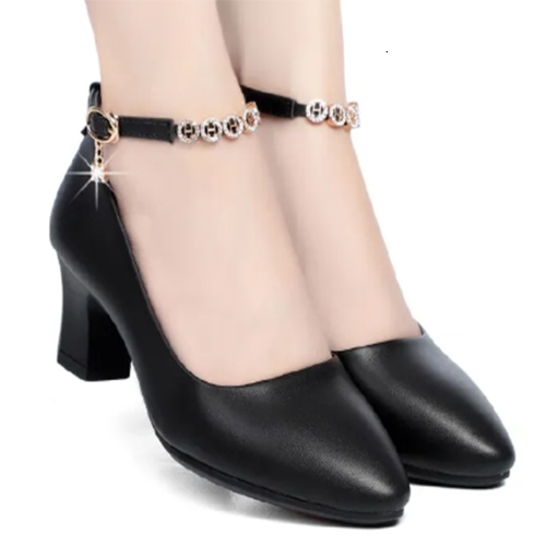 New Arrivals Women’s Mid Heel Shoes Soft PU Leather Ladies Shoes Size 38 - 41 Ladies Office African Fashion Female Girlfriend Gift Mom Wife Casual Girl’s High Heels Hot