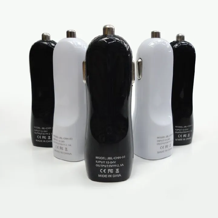 Dual USB Car Charger, Cigarette Lighter USB Adapter for Smartphones 2.1A output Black and white colour