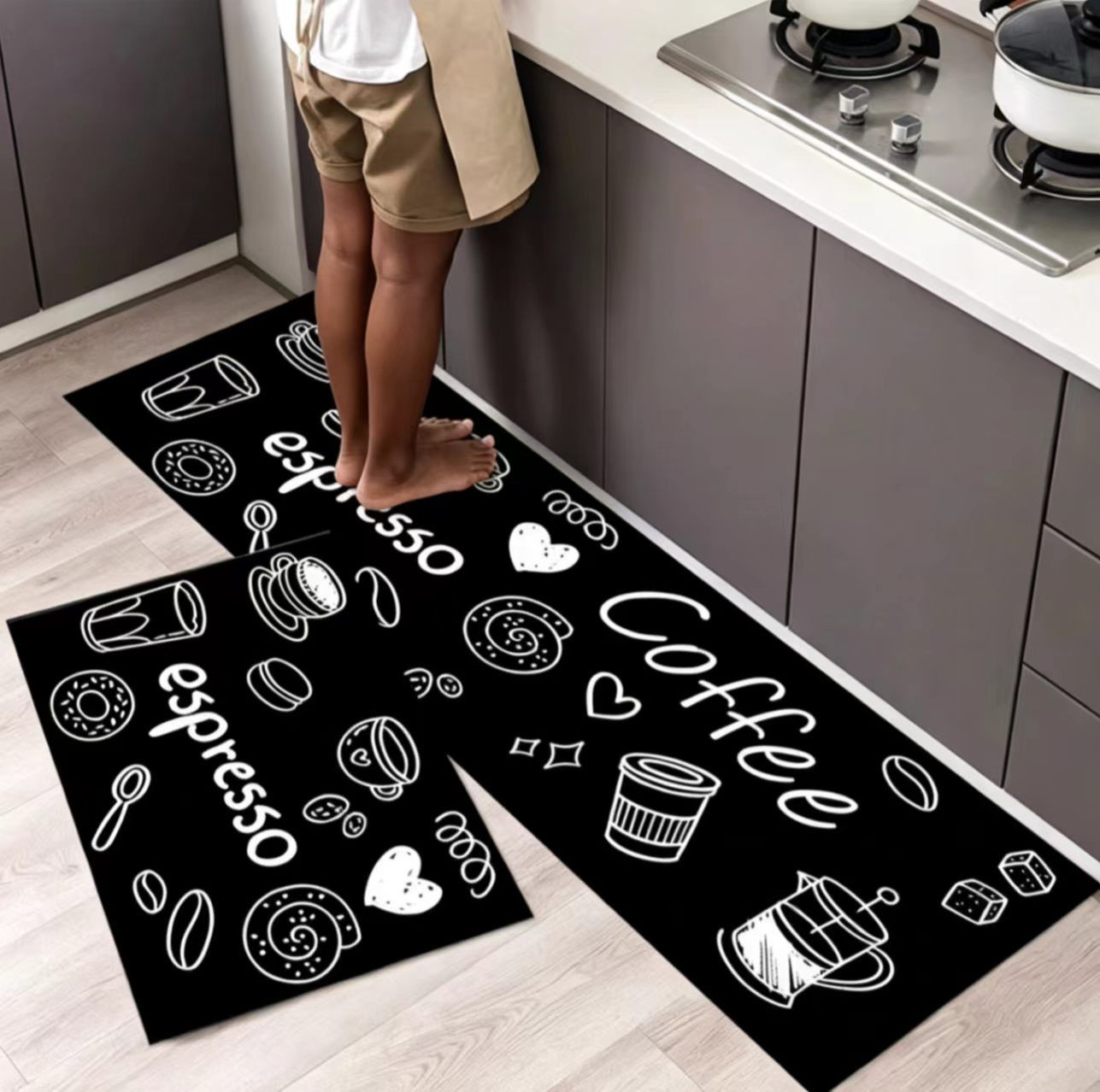 Kitchen Anti-Slip Rubber Backing Short Velvet Carpet – Soft, Skin-Friendly, Quick Dry & Easy Clean, Non-Shedding Mat