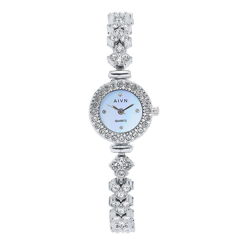 New Fashion Silver Watch Women's Wrist Watch Round Water Diamond Fashion Watch Luxury Quartz Mermaid Watch Casual Fashion Accessories