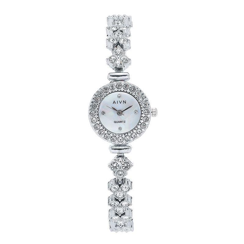 New Fashion Silver Watch Women's Wrist Watch Round Water Diamond Fashion Watch Luxury Quartz Mermaid Watch Casual Fashion Accessories