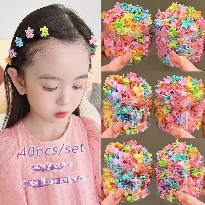 40pcs/set candy colored mini clip for women, Korean style hair clip, dopamine hair clip for girls, hair accessories in various styles, anti slip strong clip, plastic hair clip, small size claw clip