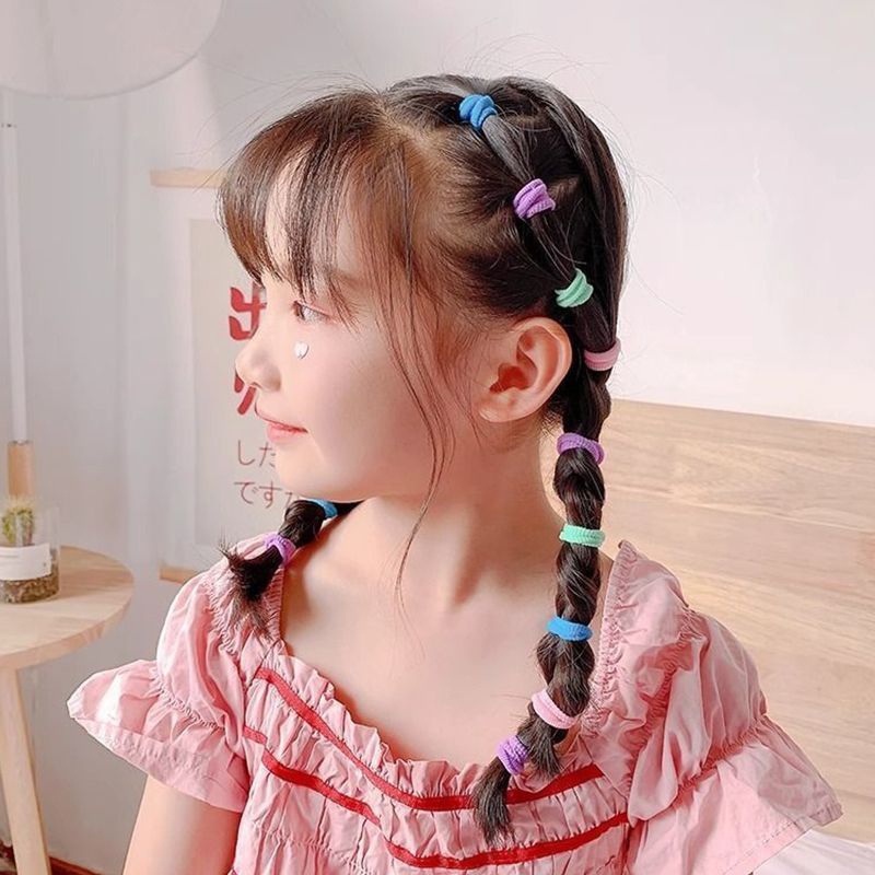 1000 pieces/bag candy colored hair cords, rubber bands, hairbands for girls, braided hair accessories, colorful elastic children's hairbands, new styles of headbands, cute children's hairbands