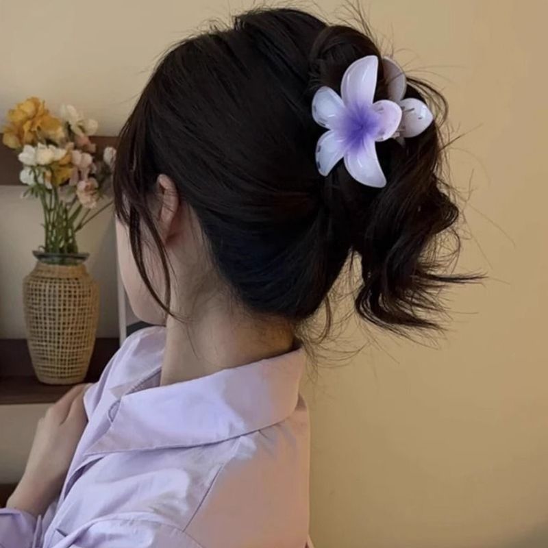 Six color gradient flower hair accessory cute large hair clip for women, beach style hair clip, summer flower hair clip, Hawaiian style hair clip, strong grip clip, non sliding girl headwear
