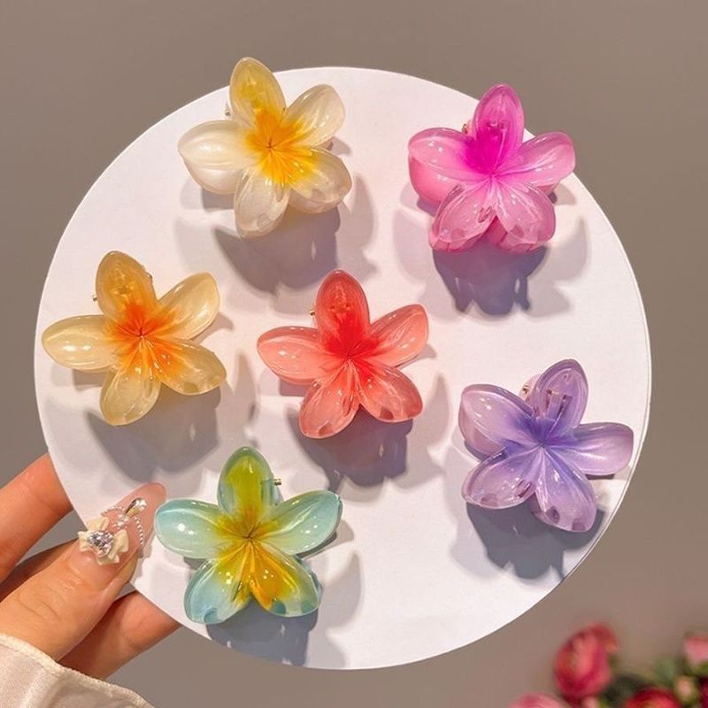Six color gradient flower hair accessory cute large hair clip for women, beach style hair clip, summer flower hair clip, Hawaiian style hair clip, strong grip clip, non sliding girl headwear