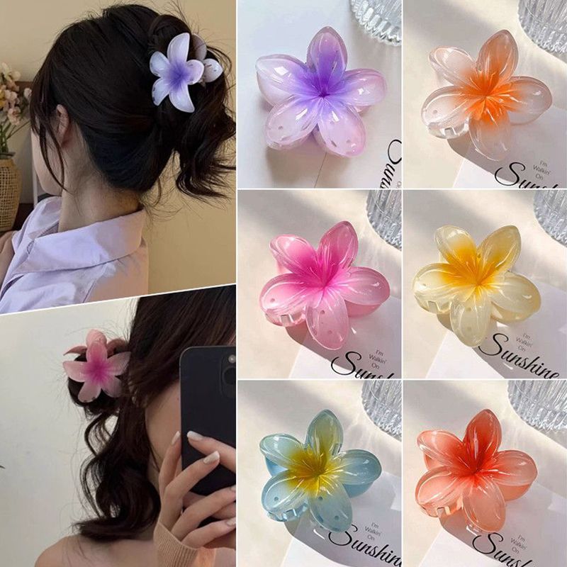 Six color gradient flower hair accessory cute large hair clip for women, beach style hair clip, summer flower hair clip, Hawaiian style hair clip, strong grip clip, non sliding girl headwear