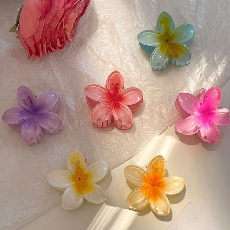 Six color gradient flower hair accessory cute large hair clip for women, beach style hair clip, summer flower hair clip, Hawaiian style hair clip, strong grip clip, non sliding girl headwear