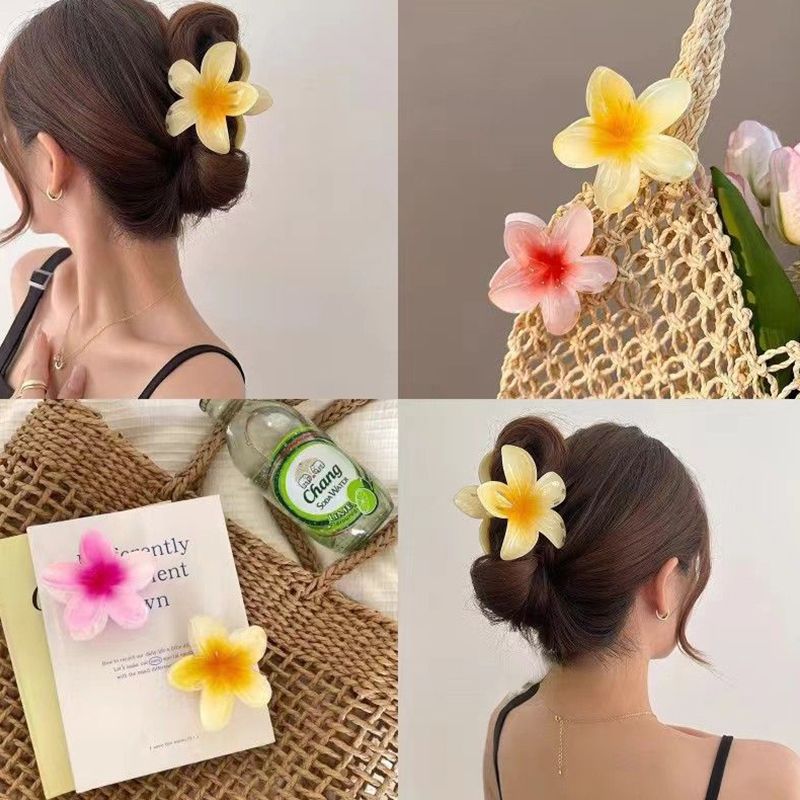 Six color gradient flower hair accessory cute large hair clip for women, beach style hair clip, summer flower hair clip, Hawaiian style hair clip, strong grip clip, non sliding girl headwear