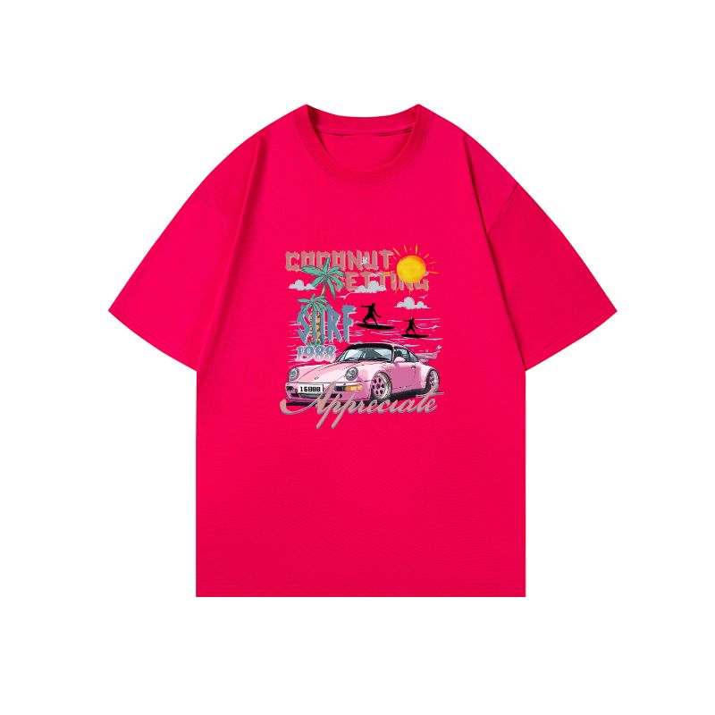 New men's round neck printed trendy T-shirt, short sleeved street style sports shirt, cotton T-shirt, Korean version summer T-shirt, trendy loose sports top, unisex couple's outfit