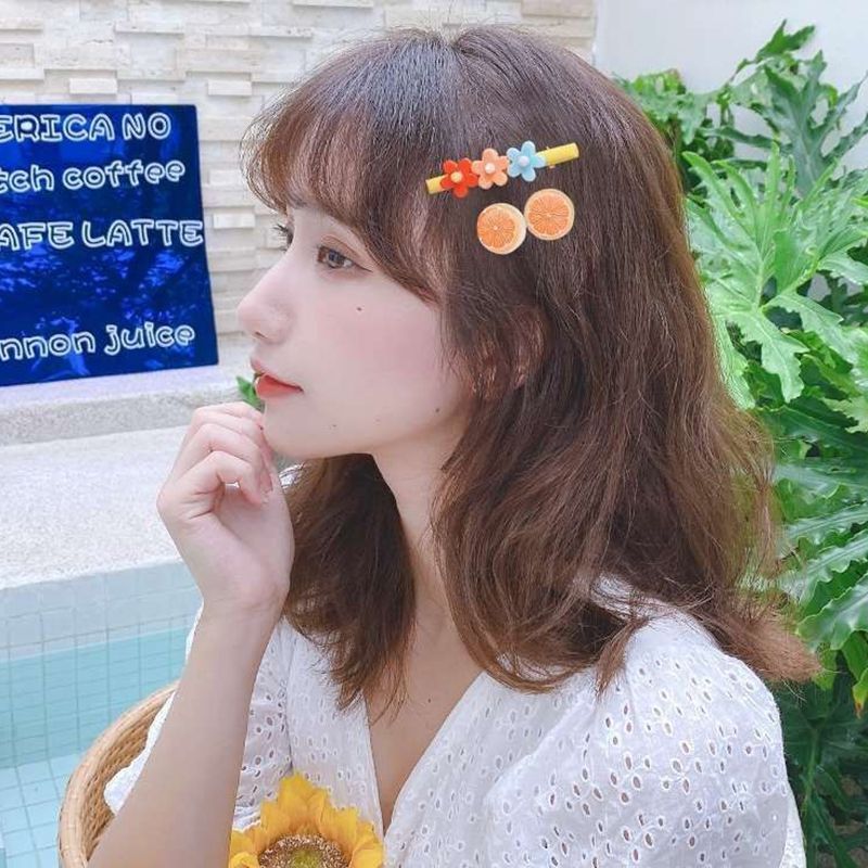 42Pcs/Set Shiny Candy Color Hair Clip Fashion Girl Hair Accessories Flower Fruit Rainbow Cute Animal Hair Clip Set Headwear Anti slip Metal Button Suitable for Girls, Children, Adults Hair Clip