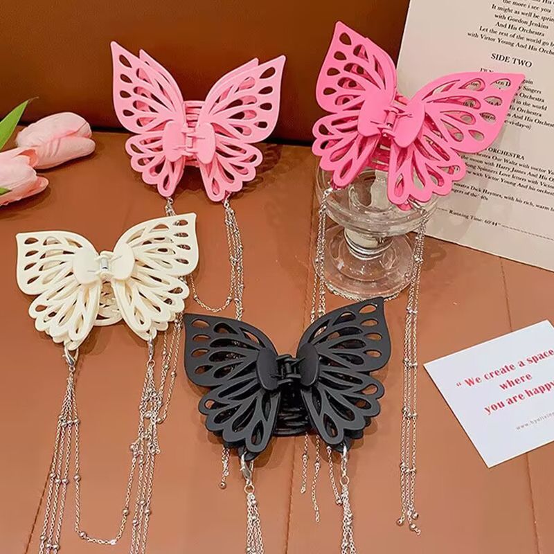 Large claw clip butterfly hollow hair claw women's hair clip girl hair accessory student hair clip sweet and elegant hair accessory big butterfly solid color ponytail clip party hair accessory