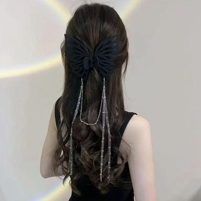 Large claw clip butterfly hollow hair claw women's hair clip girl hair accessory student hair clip sweet and elegant hair accessory big butterfly solid color ponytail clip party hair accessory