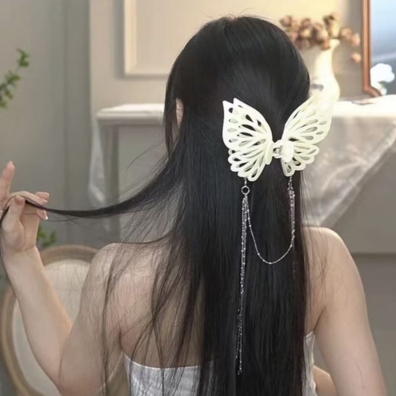 Large claw clip butterfly hollow hair claw women's hair clip girl hair accessory student hair clip sweet and elegant hair accessory big butterfly solid color ponytail clip party hair accessory