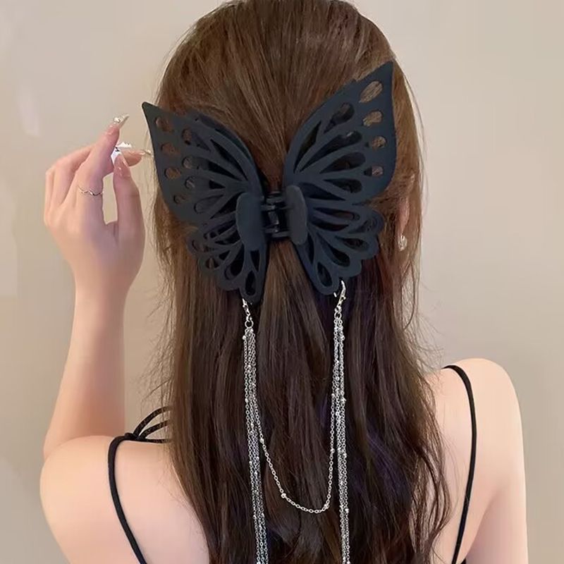 Large claw clip butterfly hollow hair claw women's hair clip girl hair accessory student hair clip sweet and elegant hair accessory big butterfly solid color ponytail clip party hair accessory
