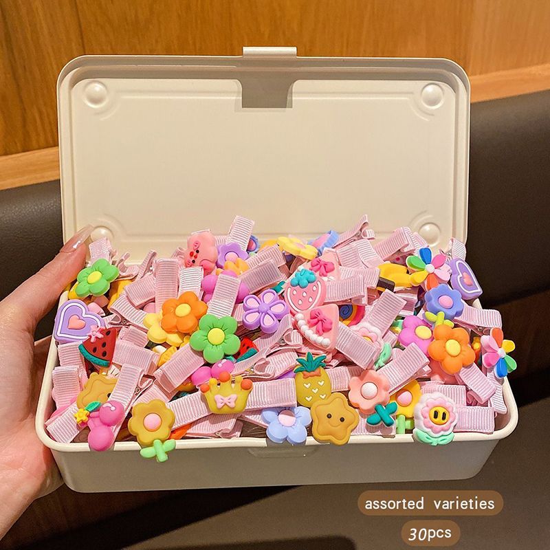 30pcs/set new hair accessories cute hair clips for girls, flower fruit rainbow candy dessert animal hair clip set, anti slip suitable for girls and children, colorful mix and match headwear
