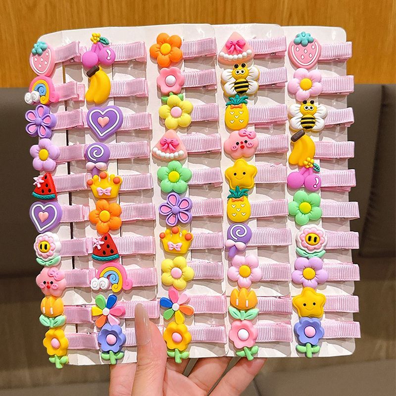 30pcs/set new hair accessories cute hair clips for girls, flower fruit rainbow candy dessert animal hair clip set, anti slip suitable for girls and children, colorful mix and match headwear
