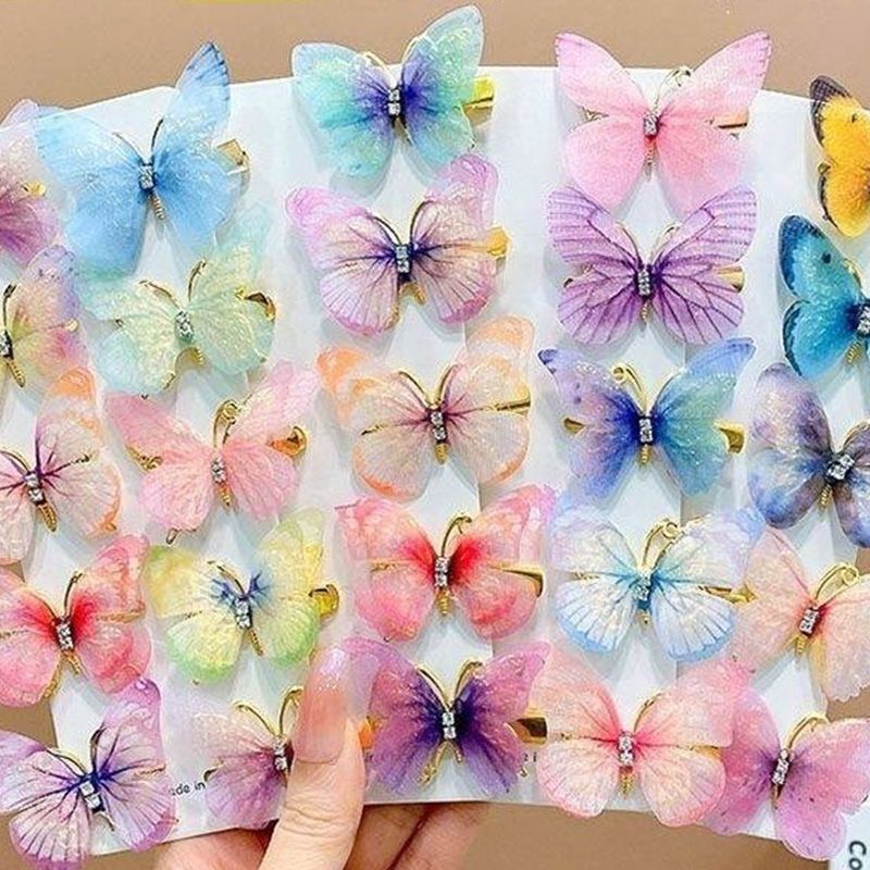 10pcs/set women's hair clip, butterfly broken hair clip, children's three-dimensional dynamic hair clip, hair accessory, no harm to hair, super fairy bow, girl's hair accessory, student hair clip