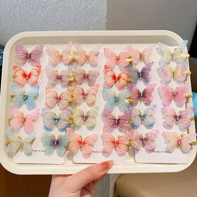 10pcs/set women's hair clip, butterfly broken hair clip, children's three-dimensional dynamic hair clip, hair accessory, no harm to hair, super fairy bow, girl's hair accessory, student hair clip