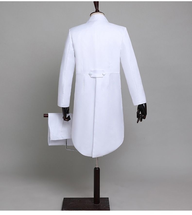 2025 African Men's Formal Suits Black Tailcoats Christmas Costumes Magic Performance Outfits Jazz Formal Wear Dance Competition Double Row Three-button Top+Trousers+Waistband+Bow Tie 4-Piece Set