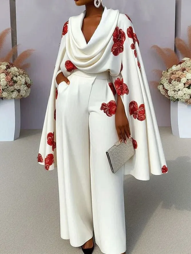 2025 African European Women's Fashion Spring/Summer New Style- Plaid Patterned Gathered Collar Long-Sleeved Two-Piece Pants Set  3D Effect Design Printing Technique Extra-long Sleeves British Style