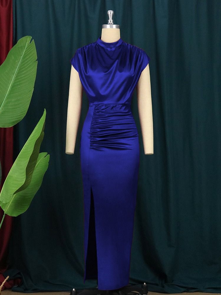 2025 African European New Style Long Dress Solid Color Formal High-waisted Dress Elegant Red Fabric Featuring Pleated Design Solid Pattern Patchwork Technique Elegant Style