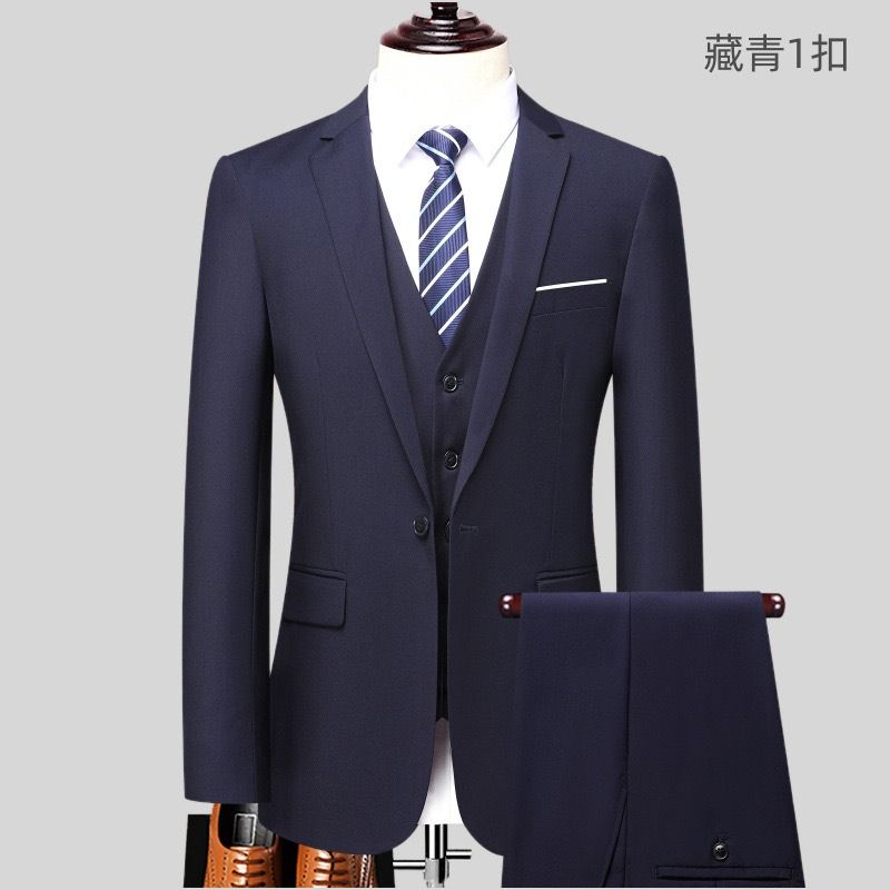 2025 African European Suit Set Men's Three-piece Set Korean-style Fashionable Professional Wedding Attendant Suit Office Group Wear Fashionable Urban Wear Business Formal Suit