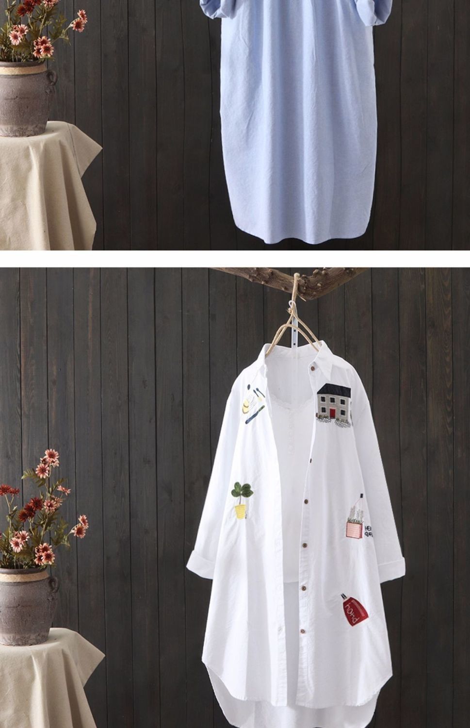 2025 Africa Europe America Summer Autumn New Style Artistic Embroidery Loose POLO Collar Mid-length Sun Protection Shirt Women Korean Version Cotton Breathable Versatile Casual Shirt Fresh Sweet Style