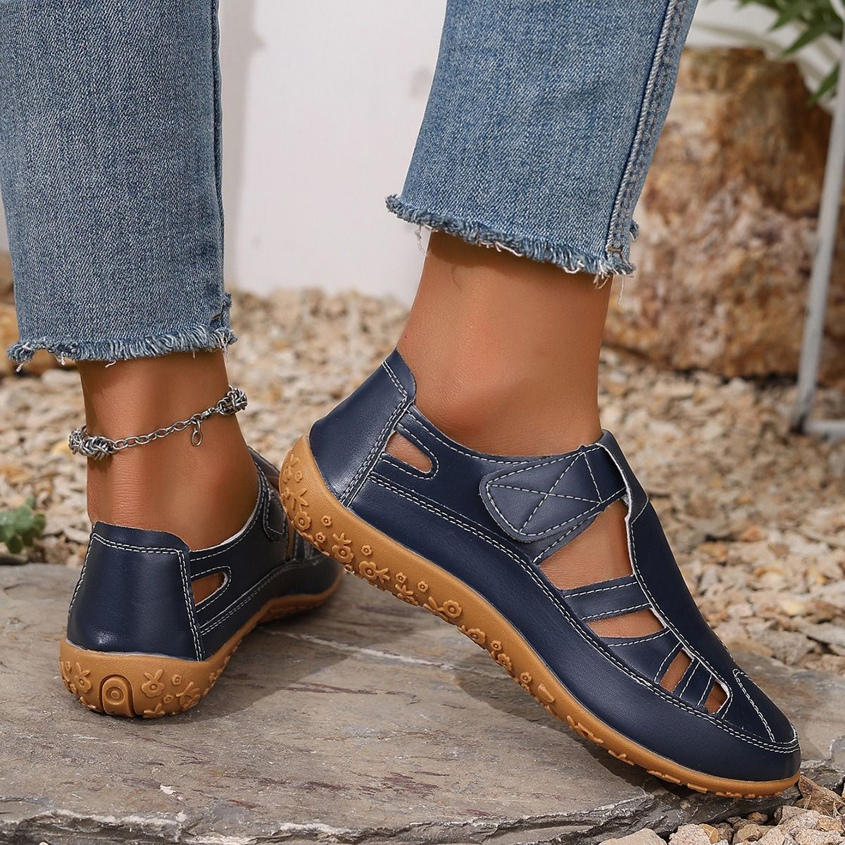 2025 Africa Europe America New Style Mid-Heel Large Size Women's Summer New Magic Fastener Casual Shoes Comfortable Soft Bottom Low Top Mom's Flat Sports Sandals Casual Style