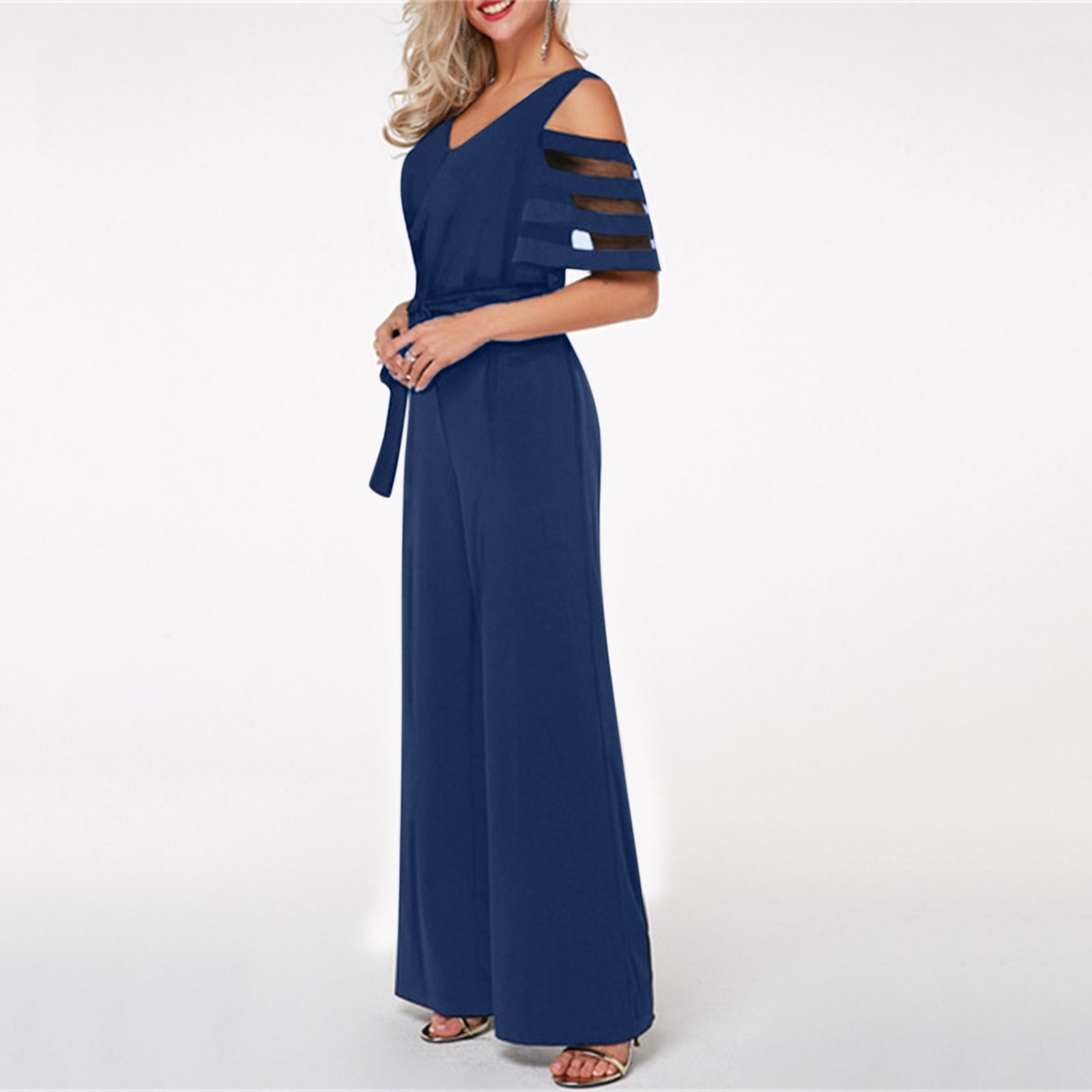 Africa Europe America Amazon - 2025 Summer Fashion Women's Wide Leg Pants Jumpsuit + 7 colors available + Belt Seamless Technology Solid Color Pattern FAfrica Eurashionable Elegant Business Wear Style