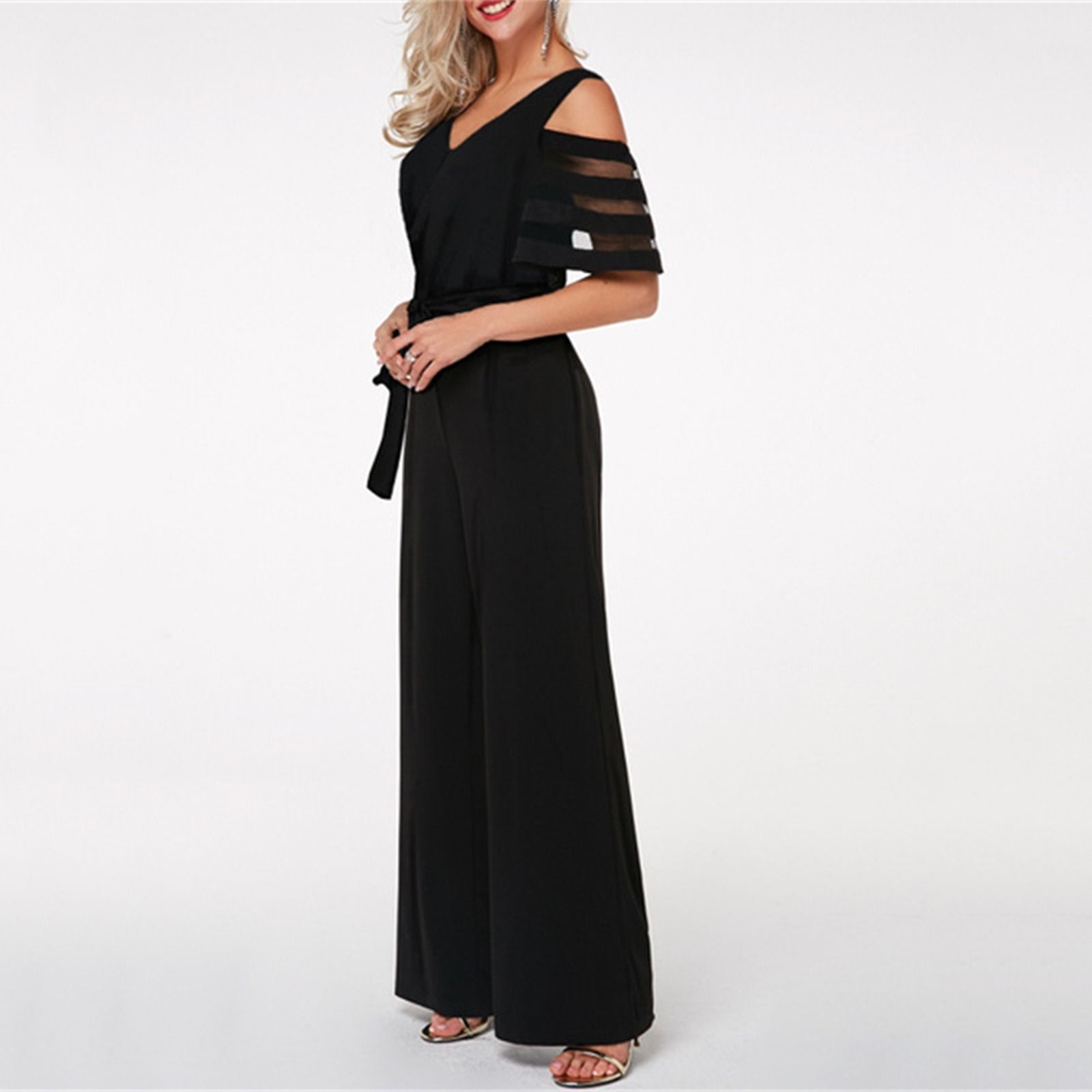 Africa Europe America Amazon - 2025 Summer Fashion Women's Wide Leg Pants Jumpsuit + 7 colors available + Belt Seamless Technology Solid Color Pattern FAfrica Eurashionable Elegant Business Wear Style