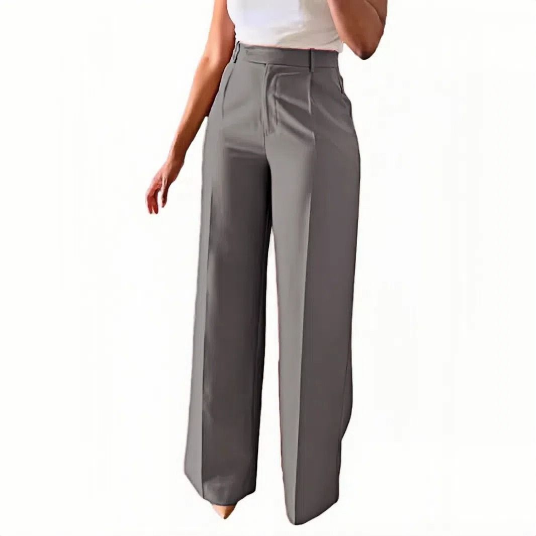 2025 Africa Europe America Amazon - New Women's Commuting High-Waist Comfortable Stretch Straight Pants Formal Wear Casual Suit Long Pants Gluing Technique Trendy Pocket Design Elegant Style