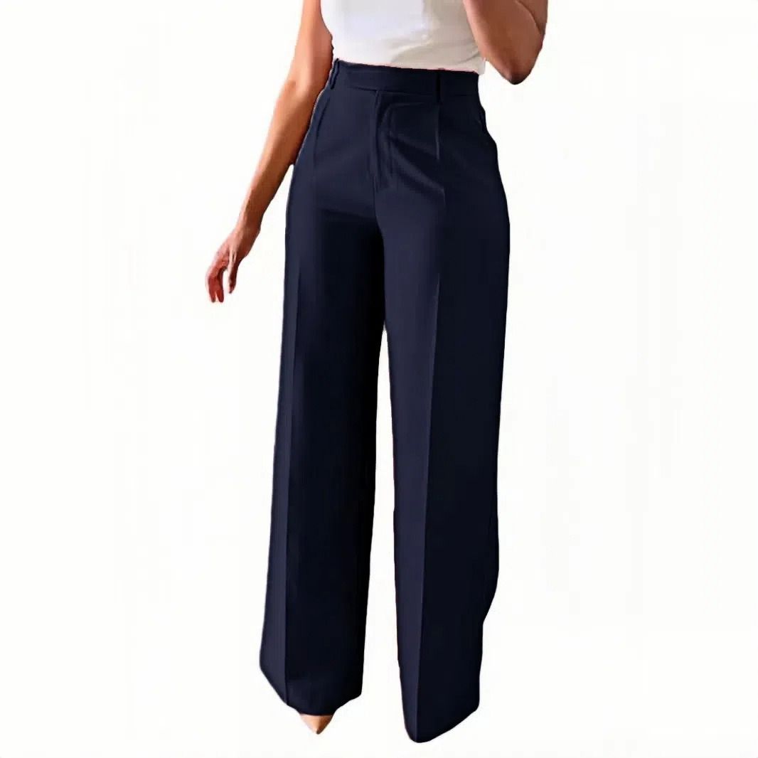 2025 Africa Europe America Amazon - New Women's Commuting High-Waist Comfortable Stretch Straight Pants Formal Wear Casual Suit Long Pants Gluing Technique Trendy Pocket Design Elegant Style