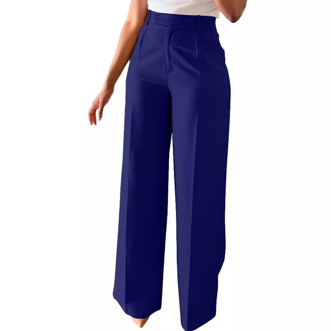 2025 Africa Europe America Amazon - New Women's Commuting High-Waist Comfortable Stretch Straight Pants Formal Wear Casual Suit Long Pants Gluing Technique Trendy Pocket Design Elegant Style