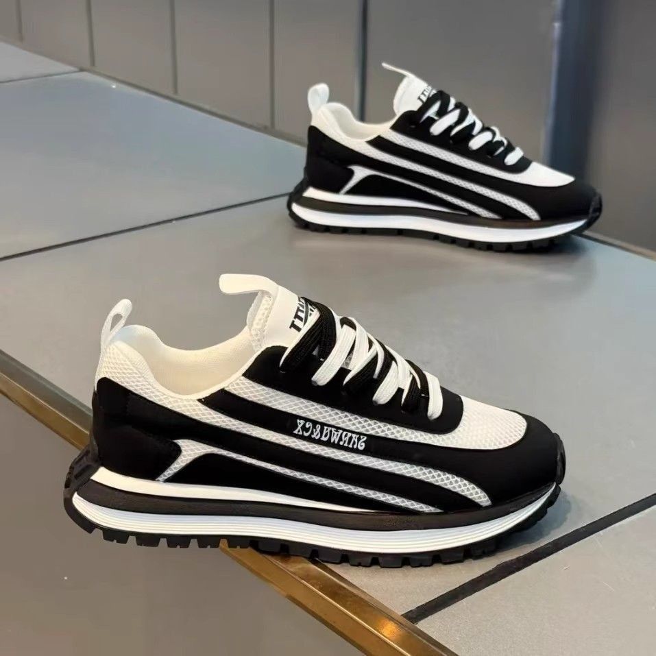 2026 African European American - Trendy & Fashionable Must-have Versatile Sporty Red Shoes Instagram Anti-slip Wear-resistant Casual Thick-soled Round-toe Heightening Platform Men's Shoes