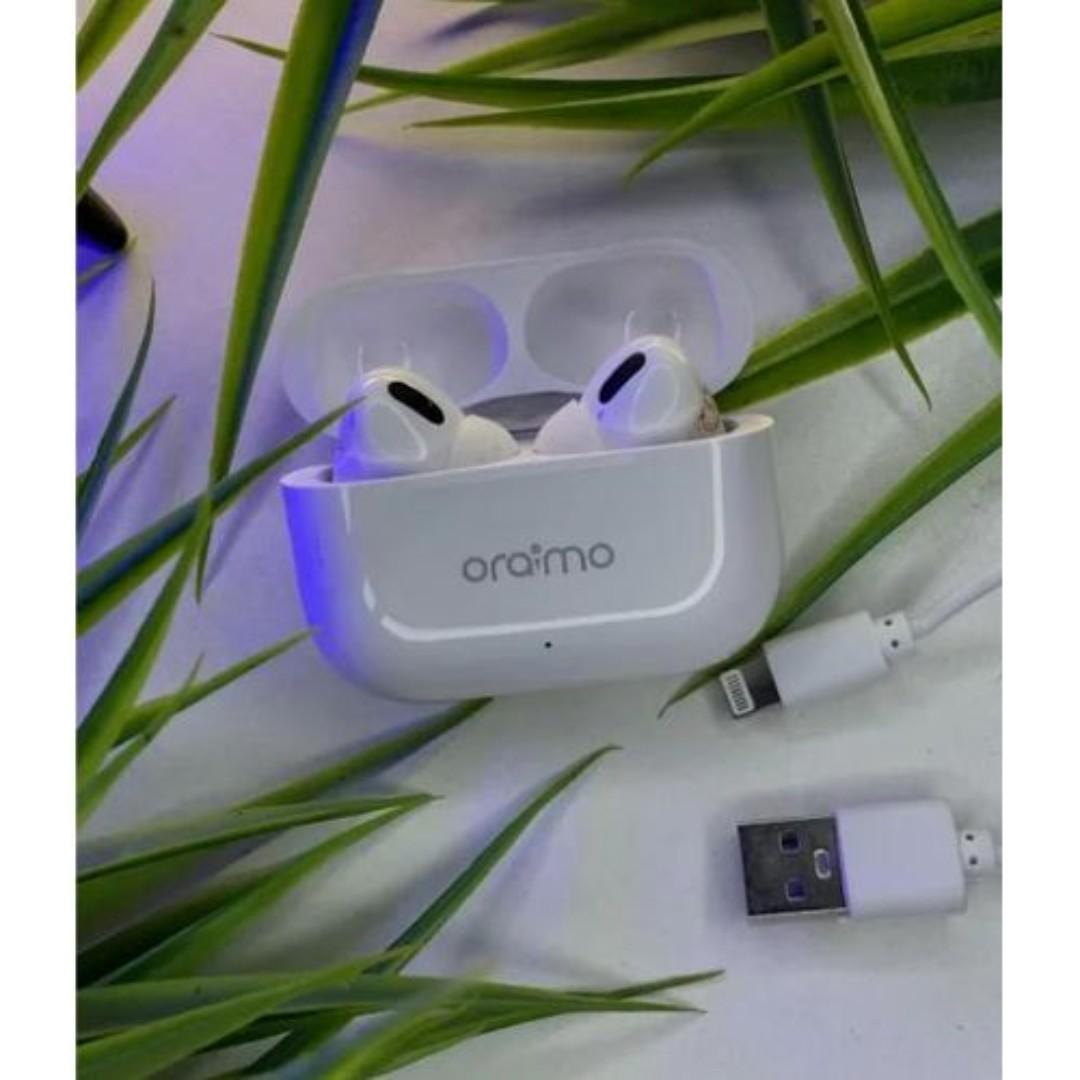 Oraimo Airbuds 5 True Wireless Heavy Bass Earpods, Airpods, Earbuds, Headphones, Earphones Bluetooth Connection For Android And IOS Comfort Earfit And Stereo Sound with Free PENDANT HOLDER and Earpods