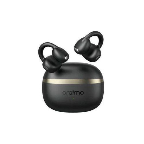 Oraimo Heavy bass earpods with earbud wireless with noise cancellation function and many hours talk/music time Open Snap Clip-On True Wireless Headphones_Black