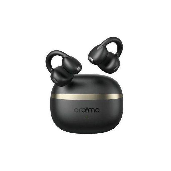 Oraimo Heavy bass earpods with earbud wireless with noise cancellation function and many hours talk/music time Open Snap Clip-On True Wireless Headphones_Black