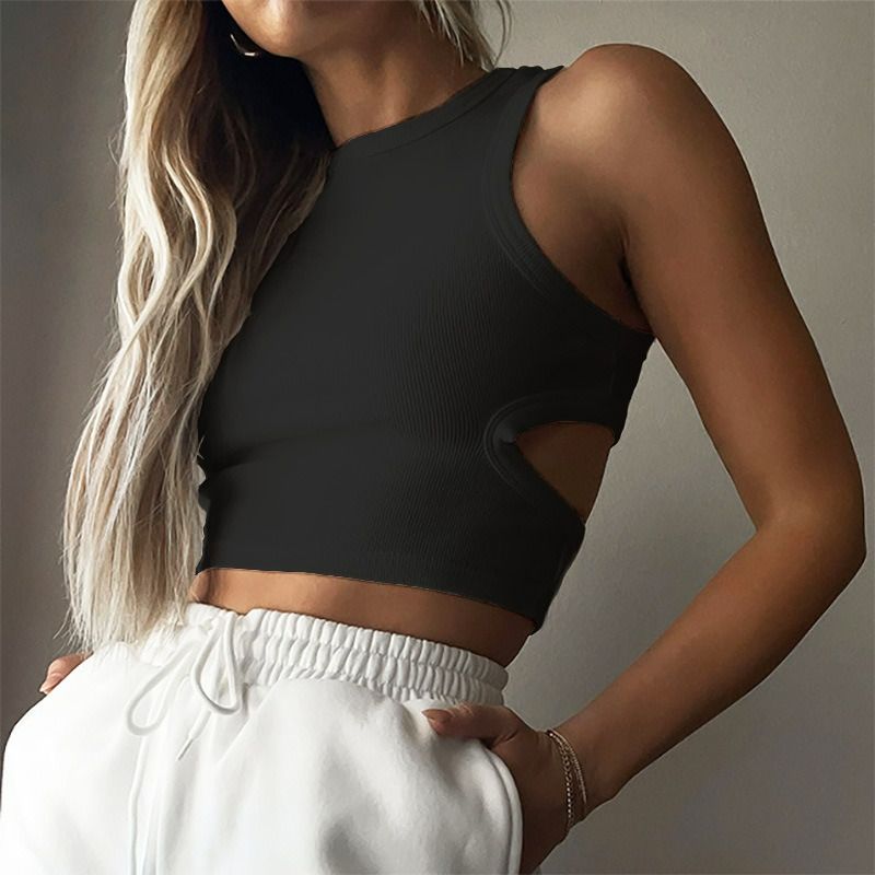 New summer new women's cropped cropped cut-back sleeveless top racerbox sports vest