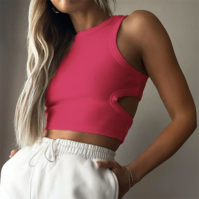 New summer new women's cropped cropped cut-back sleeveless top racerbox sports vest