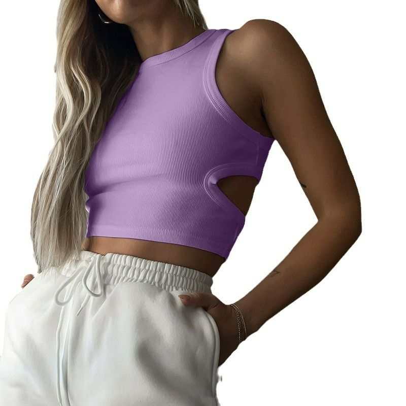 New summer new women's cropped cropped cut-back sleeveless top racerbox sports vest