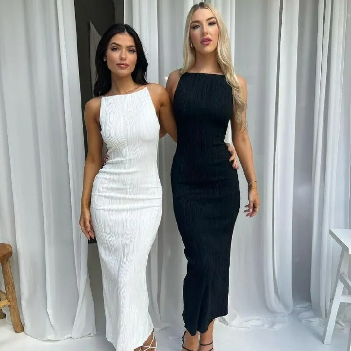 The new style of European and American women's suspender long skirt fashion sleeveless skirt slim-fit dress