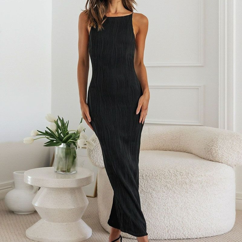 The new style of European and American women's suspender long skirt fashion sleeveless skirt slim-fit dress