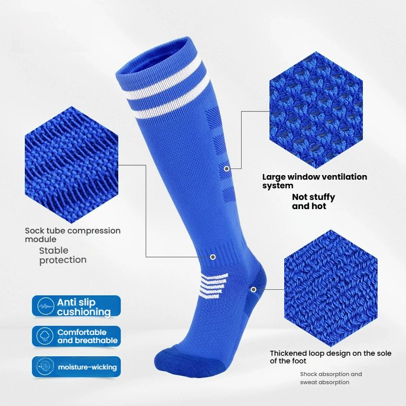 Professional football socks long tube men's thick towel bottom sweat-absorbent non-slip over-the-knee socks children's sports football socks