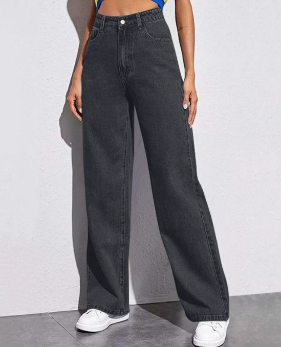 Wide-leg Europe and the United States 2025 mopping the floor autumn, winter, spring and autumn loose high-waisted straight-leg thin drape jeans women