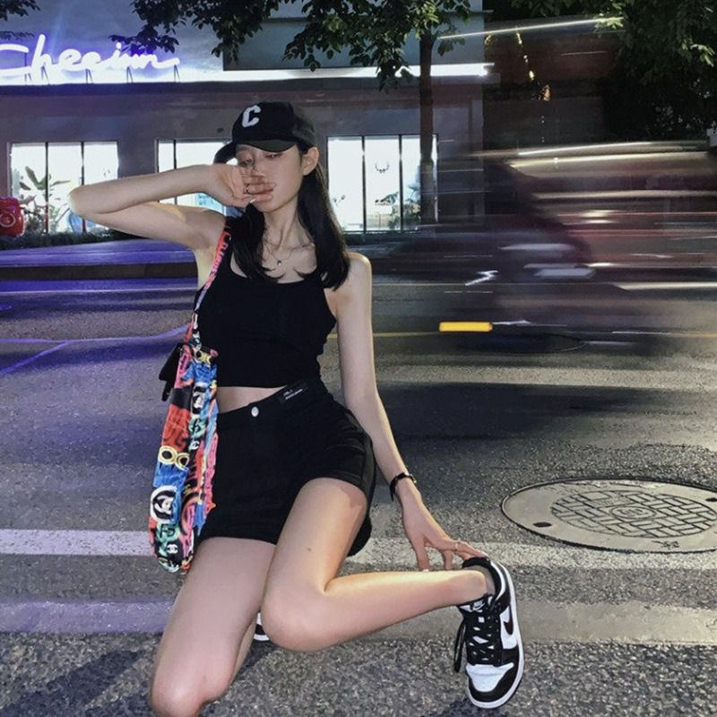 Denim shorts women's tight-fitting 2025 new spring and summer European and American thin bottoming hot pants hip-lifting high-waist stretch shorts