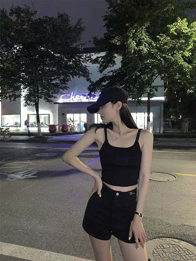Denim shorts women's tight-fitting 2025 new spring and summer European and American thin bottoming hot pants hip-lifting high-waist stretch shorts