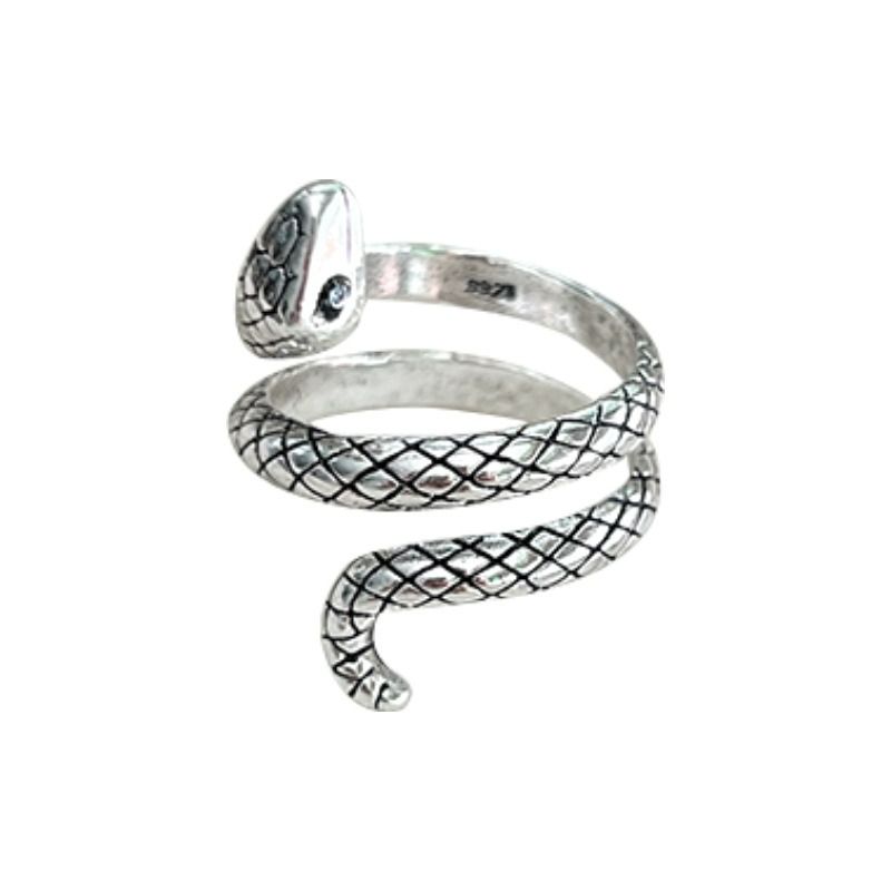 Jewelry male bronze personality European and American exaggerated winding snake ring niche 925 silver ring female